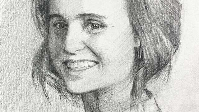 Portrait drawing using pencils