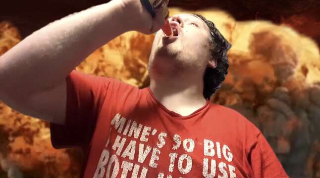 Vam Feels The Burn! - Pours Chile Habanero Hot Sauce in his One Eye!