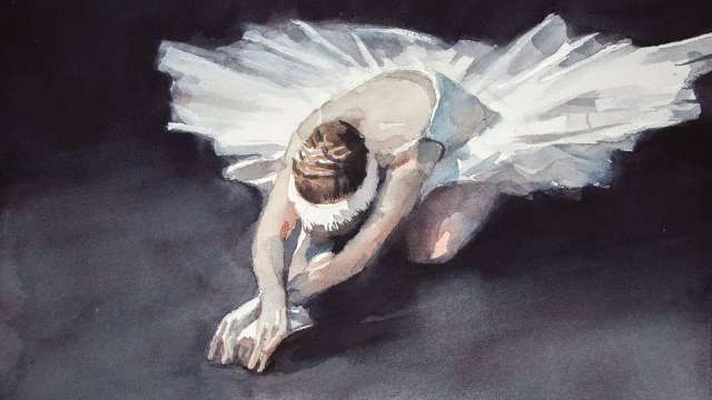 Watercolor painting a ballerina