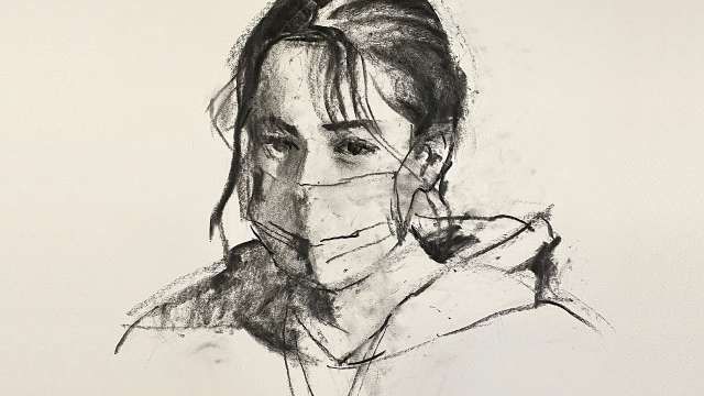 Portrait live drawing of a student in 10 minutes